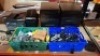 6 X MIXED LOT CONTAINING 2 METAL FILE CABINETS IN BLACK NO KEYS , 1 BROTHER PRINTER / SCANNER , ONE FELLOWES PAPER SHREDDER AND TWO TRYS WITH VARIOUS CABLES (TRAYS NOT INCLUDED)