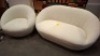 2 X SOFA LOT TO INCLUDE 2 SEATER TUB CHAIR IN CREAM AND 1 SEATER TUB CHAIR IN CREAM