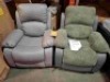 2 X BRAND NEW ARMCHAIRS TO INCLUDE 1 ARMCHAIR IN GREY AND 1 ARMCHAIR RECLINER IN FAUX LEATHER GREEN