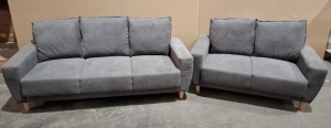 1 X BRAND NEW LINSY FURNITURE BOX SET OF TWO LOT CONTAINING 1 3-SEATER SOFA AND 1 2-SEATER SOFA IN DARK GREY (MODEL : LS075SF6 )