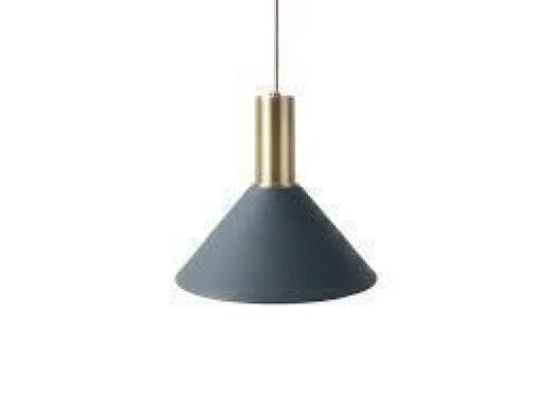 4 X BRAND NEW MIXED FERM LIVING LOT CONTAINING 1 X COLLECT CONE SHADE IN DARK BLUE - RRP &pound;105 , 1 X RECORD SHADE IN BLACK - RRP &pound;135 AND 2 X FABRIC CORD PENDANTS E27 MAX 12W LED - RRP EACH &pound;25 - TOTAL RRP FOR LOT &pound;290