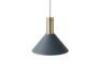 4 X BRAND NEW MIXED FERM LIVING LOT CONTAINING 1 X COLLECT CONE SHADE IN DARK BLUE - RRP &pound;105 , 1 X RECORD SHADE IN BLACK - RRP &pound;135 AND 2 X FABRIC CORD PENDANTS E27 MAX 12W LED - RRP EACH &pound;25 - TOTAL RRP FOR LOT &pound;290