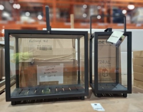 2 X BRAND NEW LOT CONTAINING 1 X LIGHTHOUSE LANTERN RECTANGULAR IN SIZE W 46 X D 23 X H 42 CM - RRP &pound;300 AND1 X CANE LANTERN IN SIZE H 42 X W 24 D 23 - RRP &pound;150 - TOTAL FOR LOT &pound;450