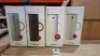 4 X BRAND NEW IN BOX STELTON EM77 VACUUM JUGS SIZE 1 LITRE IN LIGHT GREY , BLACK , WHITE AND SAND - RRP &pound;99 EACH - PLUS ONE BOX OF VARIOUS PARTS - TOTAL RRP FOR LOT &pound;396 - 2
