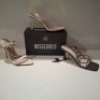 30 X BRAND NEW MIXED MISSGUIDED SHOES CONTAINING MID CLEAR HEEL BLOCK HEEL IN NUDE , MID ILLUSION HEEL CLEAR SANDALS IN CLEAR , BARELY THERE LOW HEEL SANDALS IN WHITE , SQUARE TOE STRAPPY TIE UP MID HEELS IN CHOCOLATE ETC ALL IN SIZE 5