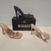 30 X BRAND NEW MIXED MISSGUIDED SHOES CONTAINING ASSYM STRAPPY HEELED SANDAL IN LIME , SQUARE TOE HIGH HEEL TIE UP SANDALS IN BLACK ETC ALL IN SIZE 6