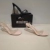 30 X BRAND NEW MIXED MISSGUIDED SHOES CONTAINING MID ILLUSION HEEL CLEAR SANDALS IN CLEAR , WF SATIN POINTED LACE UP BARELY THERE IN BLACK , ETC ALL IN SIZE 8
