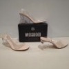30 X BRAND NEW MIXED MISSGUIDED SHOES CONTAINING MID CLEAR HEEL BLOCK IN NUDE , MID ILLUSION HEEL IN CLEAR , WF SATIN POINTED LACE UP BARELY THERE IN BLACK ETC ALL IN SIZE 8