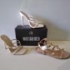 30 X BRAND NEW MIXED MISSGUIDED SHOES CONTAINING DOME STUD GLADIATOR SANDAL IN ROSE GOLD , EXTREME PLATFORM SATIN HEELED SANDAL IN GREEN , WF BARELY THERE SQUARE TOE HIGH HEELS IN WHITE ETC ALL IN SIZE 5
