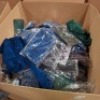 400+ MIXED TROUSERS LOT IN VARIOUS COLOURS IE DARK BLUE , GREEN , MAROON , DENIM BLUE AND VARIOUS SIZES IE 20R , 22R , 20L , 6R ETC IN ONE PALLET BOX