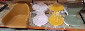 10 X BRAND NEW MIXED FRITZ HANSEN LOT CONTAINING 4 X SERIES 7 CHAIR SEATS IN GREY , 4 X HARBOUR CHAIR SEATS IN BROWN , AND 2 X ANT CHAIR SEATS IE. 1 X PINK, 1 X ORANGE *** PLEASE NOTE THESE ARE ONLY SEATS NO LEGS ***