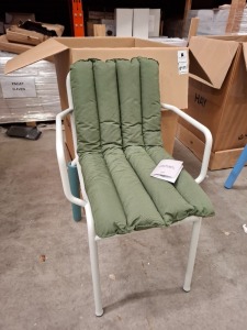 1 X BRAND NEW HAY PALISSADE CHAIR WITH ARMREST IN SKY GREY - RRP £365 - COMES WITH HAY CUSHION IN GREEN - RRP £99 - TOTAL RRP FOR LOT £464