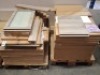 200 + BRAND NEW KITCHEN / CABINET MIXED LOT CONTAINING PLINTH IN SIZE H 150 MM X W 720 MM , DOOR IN SIZE 57 X 39.6 CM , GLASS DOORS IN SIZE 71.6 X 39.6 CM , BIGER GLASS DOORS 71.6 X 59.6 , AND WOOD DOOR 57 X 44.6 CM AND 57 X 29.6 , CORNER PIECES IN SIZE - 2