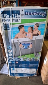 1 X BESTWAY GARDEN SWIMMING POOL IN SIZE 5.49 M X 2.74M X H 1.22M X 14812L - NOTE BOX IN POOR CONDITION BUT STILL FACTORY SEALED -
