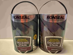 8 X BRAND NEW RONSEAL ULTIMATE PROTECTION DECKING 5L IN BLACKCURRANT - RRP EACH £38 - TOTAL RRP £304