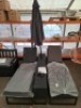 4 X PIECE STUDIO NAPLES GARDEN SET TO INCLUDE 2 SUN LOUNGERS , 1 TABLE , 1 PARASOL - PRE-BUILT