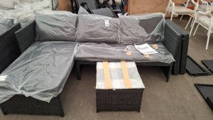 1 X STUDIO KAUAI CORNER RATTAN SET WITH COFFEE TABLE - NOTE RE - BUILT / CUSTOMER RETURNS