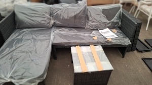 1 X STUDIO KAUAI CORNER RATTAN SET WITH COFFEE TABLE - NOTE IN ONE BOX / CUSTOMER RETURNS