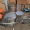 1 X BRAND NEW STUDIO BARCELONA ROPE LOUNGE SET TO INCLUDE 1 X DOUBLE CHAIR , 2 X SINGLE CHAIRS , 1 X LARGE TABLE AND 1 SMALL TABLE IN BLACK / GREY IN BOX