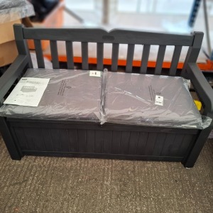 1 X KETER STORAGE BENCH IN BLACK 265L IN SIZE L 140 X W 60 X H 83 CM