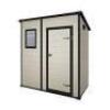 1 X KETER 6 X 4 SHED IN BLACK / NATURAL (NOTE CUSTOMER RETURNS BOX DAMAGED UNKNOWN CONDITION )
