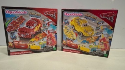 79 X BRAND NEW AQUABEADS MIXED TOYS LOT CONTAINING 26 3D CRUZ RAMIREZ SET AND 53 3D LIGHTING MCQEEN SET IN 6 BOXES AND 6 LOSE - RRP EACH &pound;7 - TOTA RRP FOR LOT &pound;553