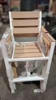 4 X BRAND NEW BRAND NEW ALUMINIUM / COMPOSITE BARSTOOLS IN WHITE / LIGHT BROWN