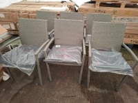 6 X BRAND NEW STUDIO TUSCANY RATTAN ARM CHAIRS IN GREY IN ONE BOX