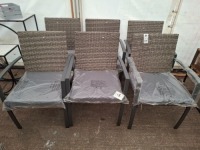 6 X BRAND NEW STUDIO TUSCANY RATTAN ARM CHAIRS IN GREY PRE - BUILT