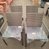 4 X STUDIO TUSCANY RATTAN ARM CHAIRS IN GREY IN PRE - BUILT
