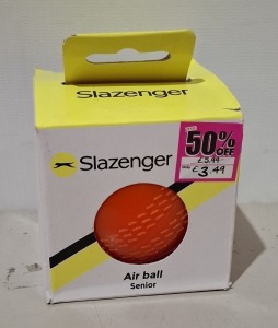 120 X BRAND NEW SENIOR SLAZENGER AIR BALLS IN ONE BOX - RRP EACH £4 - TOTAL RRP £480