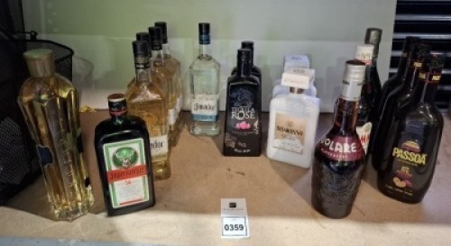 17 X BRAND NEW MIXED ALCOHOL LOT CONTAINING 5 EL JIMADOR REPOSADO TEQUILA 70CL , 2 LIQUEUR DE TEQUILA ROSE STRAWBERRY 700ML , 2 DISARONNO VELVET LIQUEUR 700ML , 3 PASSOA THE PASSION DRINK 70CL , 1 JAGERMEISTER 700ML ETC
