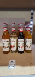 12 X MIXED BRAND NEW MONIN SYRUPS 70CL IN 3 FLAVOURS PASSION FRUIT , GUM AND GRENADINE