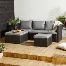 1 X STUDIO BALI RATTAN CORNER SOFA SET IN BLACK IN ONE BOX ( NOTE CUSTOMER RETURNS / UNKNOWN CONDITION)