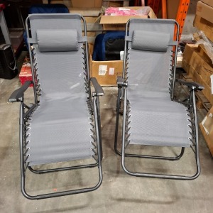 1 X BRAND NEW PAIR OF ROYALE LOUNGERS WITH PILLOW IN BLACK / GREY IN SIZE L176 X 64 X 108 X 46 CM