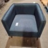 1 X ARMCHAIR IN NAVY (MISSING CUSHIONS)