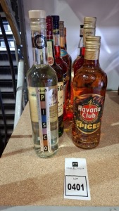 9 X BRAND NEW MIXED ALCOHOL LOT CONTAINING JAMESON IRISH WHISKEY 700ML 40% , ABA PISCO 500ML 40% , HAVANNA CLUB CUBAN SPICED AGED RUM , 70CL 34% , CAMPARI MILANO 70CL 24% , KROHN AGED 10 YEARS 750ML 20% , ETC