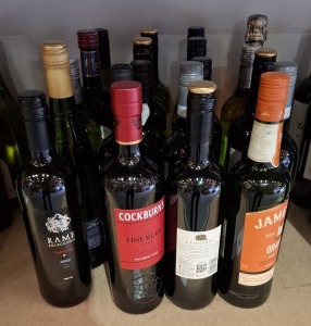 20 X BRAND NEW MIXED WINE LOT CONTAINING COCKBURN'S FINE RUBY PORT 75CL 19% , PASQUIERS SHIRAZ 750CL 13% , RAME SELECCION 2022 750ML 14% , JAMESON ORANGE IRISH WHISKEY 700ML 30% , DUC DE MORNY ORMARINE 75CL 12% ETC
