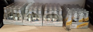 150 X BRAND NEW MIXED DRINKS LOT CONTAINING SCHWEPPES SODA WATER , FEVER - TREE PREMIUM INDIAN TONIC WATER , THE LONDON ESSENCE SPICED GINGER BEER , PINK GRAPEFRUIT SODA , AROMATIC ORANCE & FIG SODA ETC