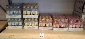 168 X BRAND NEW MIXED THE LONDON ESSENCE CRAFTED SODA / TONIC WATER LOT CONTAINING ORIGINAL WATER , AROMATIC ORANGE & FIG SODA , PINK GRAPEFRUIT SODA , WHITE PEACH & JASMINE ETC IN 7 CARDBOARD CRATES