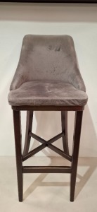 6 X SUEDE STYLE GREY FABRIC STOOLS