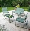 1 X STUDIO 4 PIECE SLING GARDEN SET TO INCLUDE LOVESEAT , TABLE , 2 CHAIRS IN GREEN IN ONE BOX ( NOTE CUSTOMER RETURNS - UNKNOWN CONDITION )