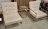 3 X PIECE LOT CONTAINING 2 ARM CHAIRS IN LEATHER LOOK AND 1 GLASS MIRROR COFFEE TABLE