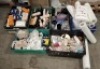 LARGE AMOUNT OF MIX BEAUTY SALON EQUIPMENT LOT CONTAINING HAIR STRAIGHTENERS , EVO HUE - VERSE PERMANENT PROFESSIONAL HAIR COLOUR , WELLA PROFESSIONALS CREATINE + STRAIGHT FOR PERMANENT HAIR STRAIGHTENING , HAIR DYE MIXING BOWLS , ETC OVER 6 TRAYS