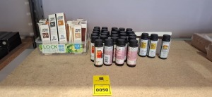 50 X BRAND NEW MIXED SALON HAIR DYE LOT CONTAINING REDKEN SHADES EQ PERMANENT HAIR GLOSS IN ELECTRIC SHOCK , SILVER GREEN , AQUA BLUE , PASTEL PINK ETC , PIGMENTS ALFAPARF IN ASH GOLD , BRONZE , GREY BLACK , GOLDEN MAHOGANY ETC