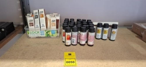 50 X BRAND NEW MIXED SALON HAIR DYE LOT CONTAINING REDKEN SHADES EQ PERMANENT HAIR GLOSS IN ELECTRIC SHOCK , SILVER GREEN , AQUA BLUE , PASTEL PINK ETC , PIGMENTS ALFAPARF IN ASH GOLD , BRONZE , GREY BLACK , GOLDEN MAHOGANY ETC