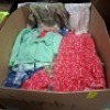 400 + BRAND NEW MIXED CLOTHING LOT CONTAINING, GDG ACTUEL DRESS IN RED AND WHITE IN SIZE SMALL, GDG ACTUEL WOMANS TOP IN WHITE AND BLACK STIPES WITH FLORAL ARMS IN SIZE MEDIUM, GDG ACTUEL DRESS IN FLORAL IN SZE LARGE (IN 1 PALLET BOX)