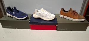 6 X BRAND NEW MIXED FOOTWEAR LOT CONTANIING 3 X REEBOK ZIG KINETICA 2.5 TRAINERS IN WHITE IN SIZES UK 3.5 , 6.5 AND 9.5 , 2 X TIMBERLAND URBAN EXIT OXFORD TRAINERS IN NAVEY BLUE / WHITE IN SIZE UK 10 AND 9.5 , 1 X TIMBERLAND AMHERST SHOES IN BROWN IN SIZ