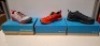 11 X BRAND NEW MIXED MENS COLUMBIA FOOTWEAR LOT CONTAINING FACET 15 WALKING TRAINERS IN AUTUMN ORANGE IN SIZE 6.5 UK , VEBTRAILIA RAZOR HIKING TRAINERS IN COOL GREY IN SIZE 10 UK , PEAKFREAK HIKING TRAINERS IN BLACK / GREY IN SIZE UK 7 , COLUMBIA VENT LI