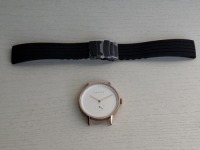 10 X BRAND NEW KANSKE STAINLESS STEEL WATCH IN COLOUR ROSE GOLD WITH 10 BLACK RUBBER STRAPS (NOTE NO STRAP SPRING BARS )